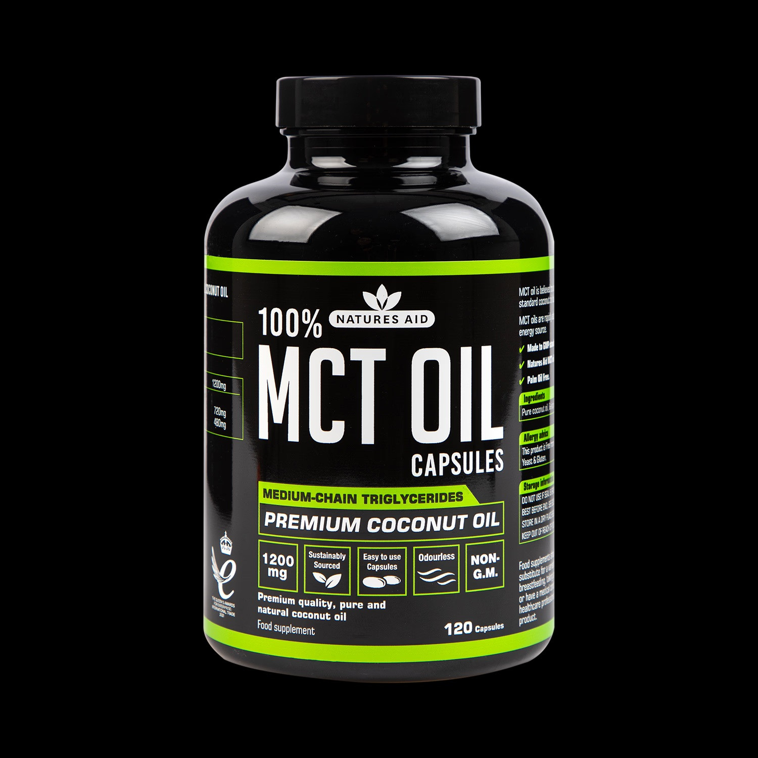 Natures Aid 100% MCT Oil 1200mg Supplement 120 Capsules