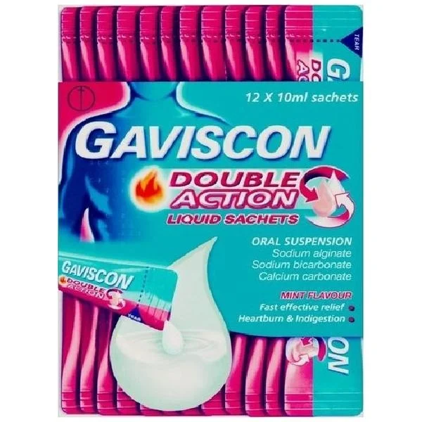 Gaviscon Double Action Liquid Sachets 12 X 10ml Mint Flavor