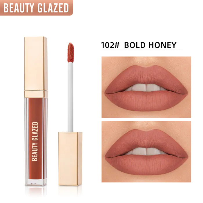 Beauty Glazed True Matte Liquid Lipstick 102 Bold Honey