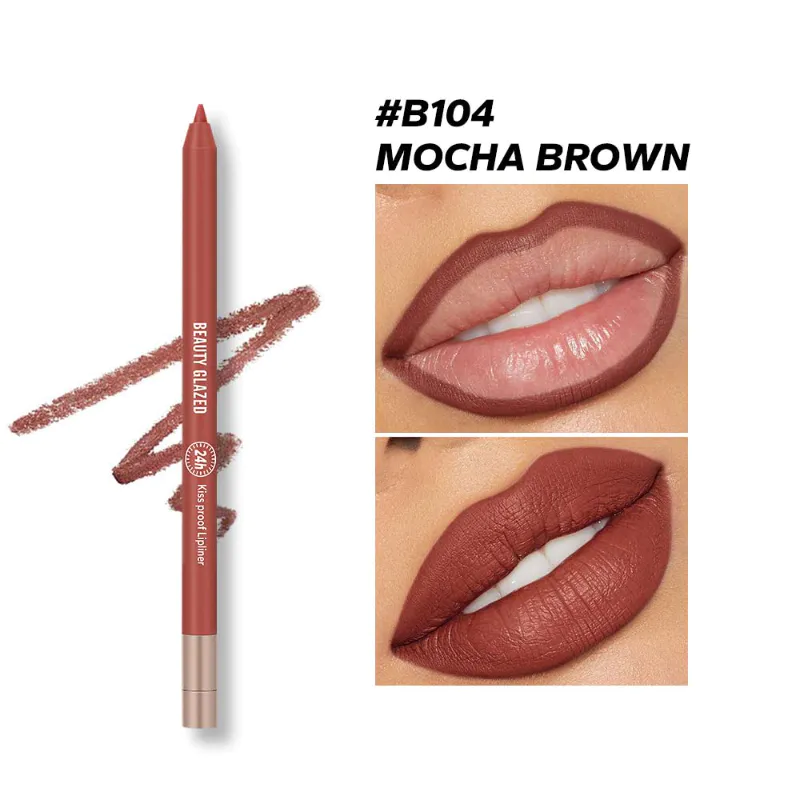 Beauty Glazed Lively Waterproof & Long Lasting Lip Liner B104 Mocha Brown