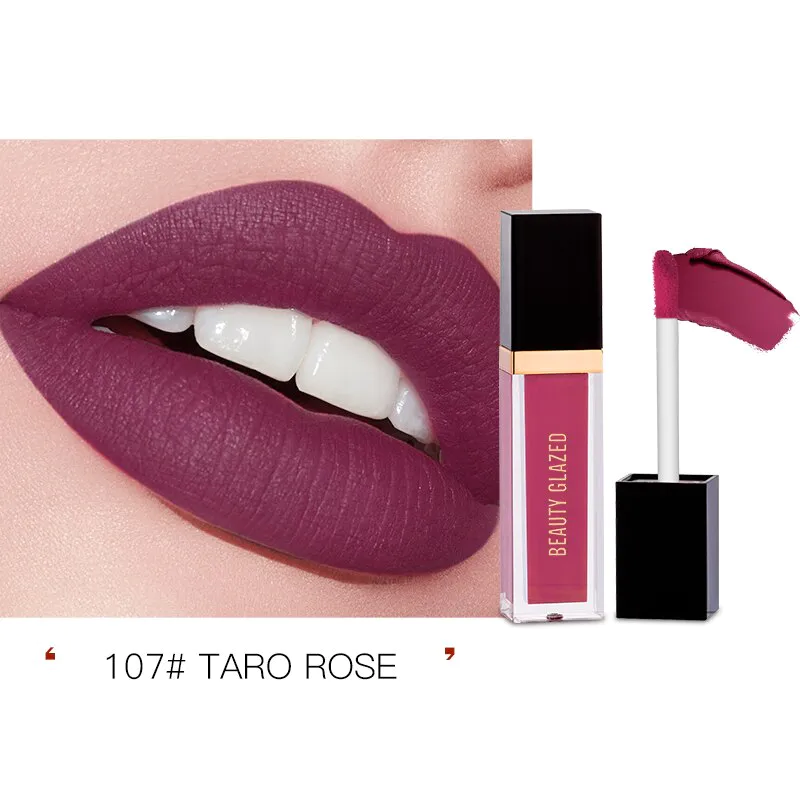 BEAUTY GLAZED Matte Liquid Lipstick Waterproof 2.8g.107 Tara Rose