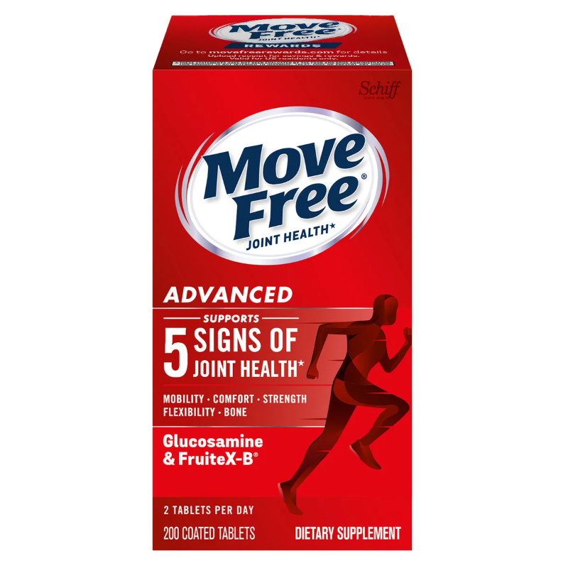 Move Free Advanced Glucosamine & FruiteX-B Dietary Supplement Supports Mobility Comfort Strength Flexibility & Bone - 200 Tablets