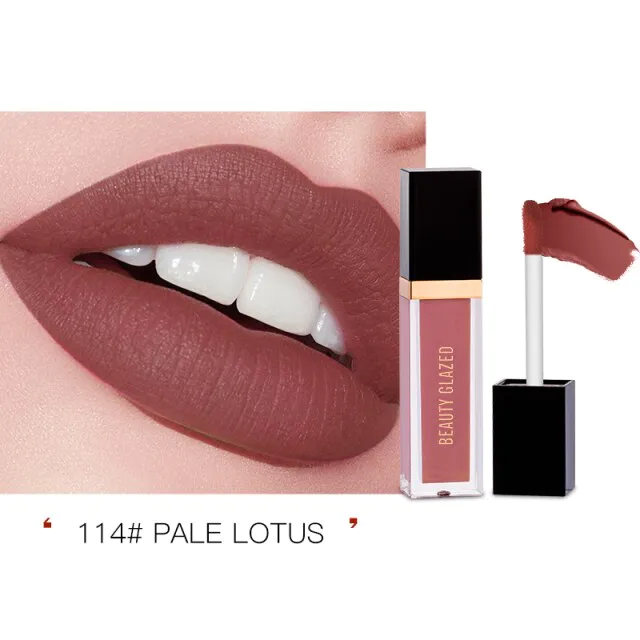 BEAUTY GLAZED Matte Liquid Lipstick Waterproof 2.8g.114 Pale lotus