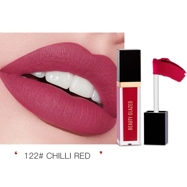 BEAUTY GLAZED Matte Liquid Lipstick Waterproof 2.8g.122 Chilli Red
