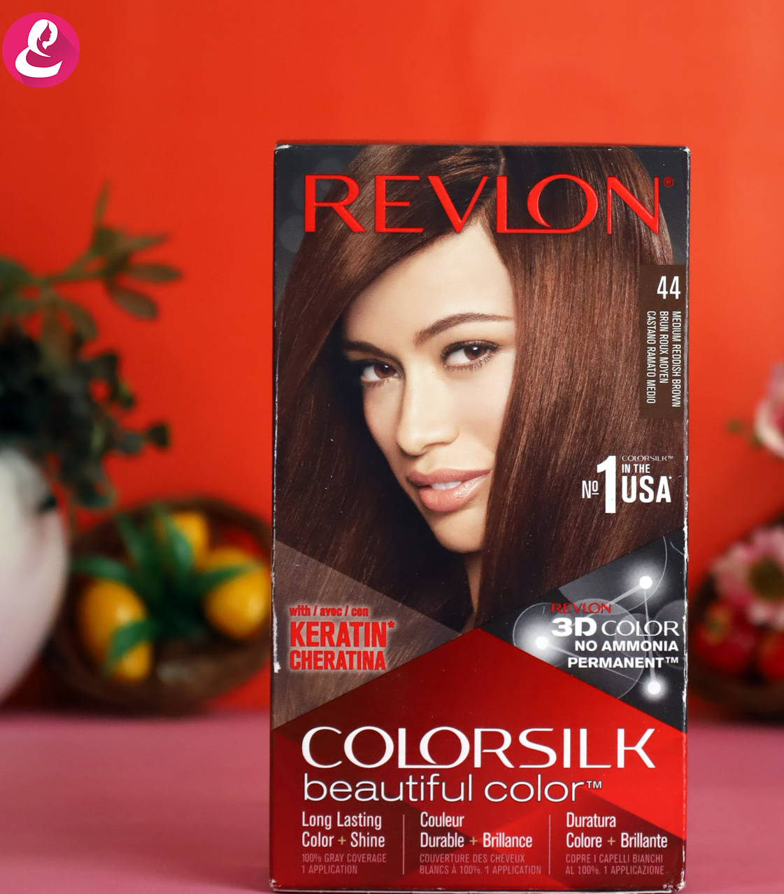Revlon COLORSILK Beautiful Hair Color - 44 Medium Reddish Brown 59.1ml (ITALY)