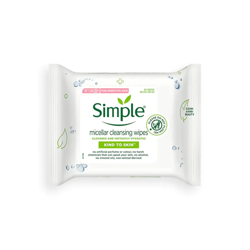 Simple Kind To Skin Micellar cleansing And Instantly Hydrate Facial Wipes 25 pcs