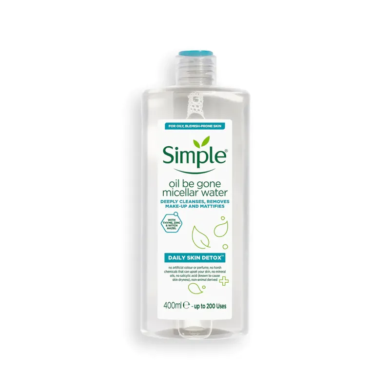 Simple Daily Skin Detox Oil Be Gone Micellar Water 400ml (For Oily Blemish Prone Skin)