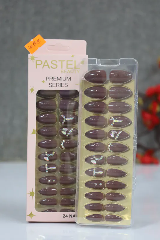 Pastel Beauty False Nails Stone Latte-24pcs