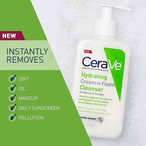 Cerave Hydrating CreamTo Foam Cleanser 355ml For Normal to dry (USA)