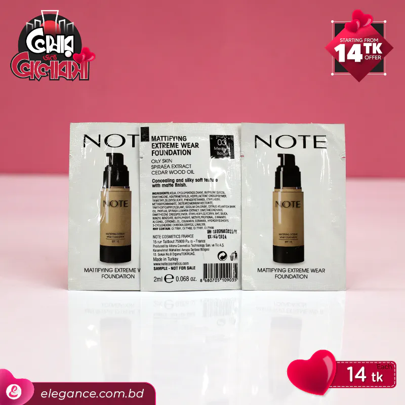 Note Mattifying Extreme Wear 02 Natural Beige Foundation Sample