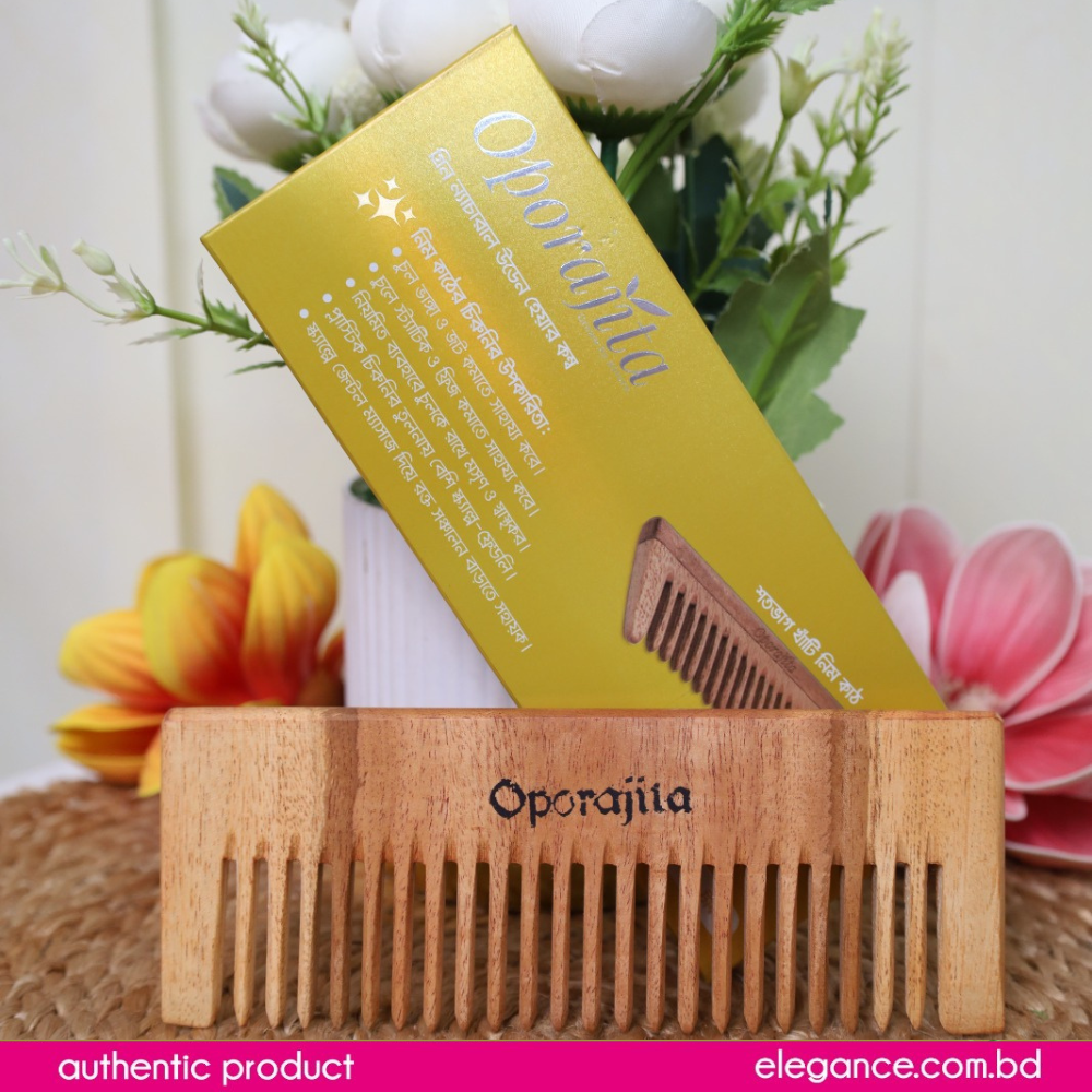 Oporajita Green Natural Wooden Hair Comb