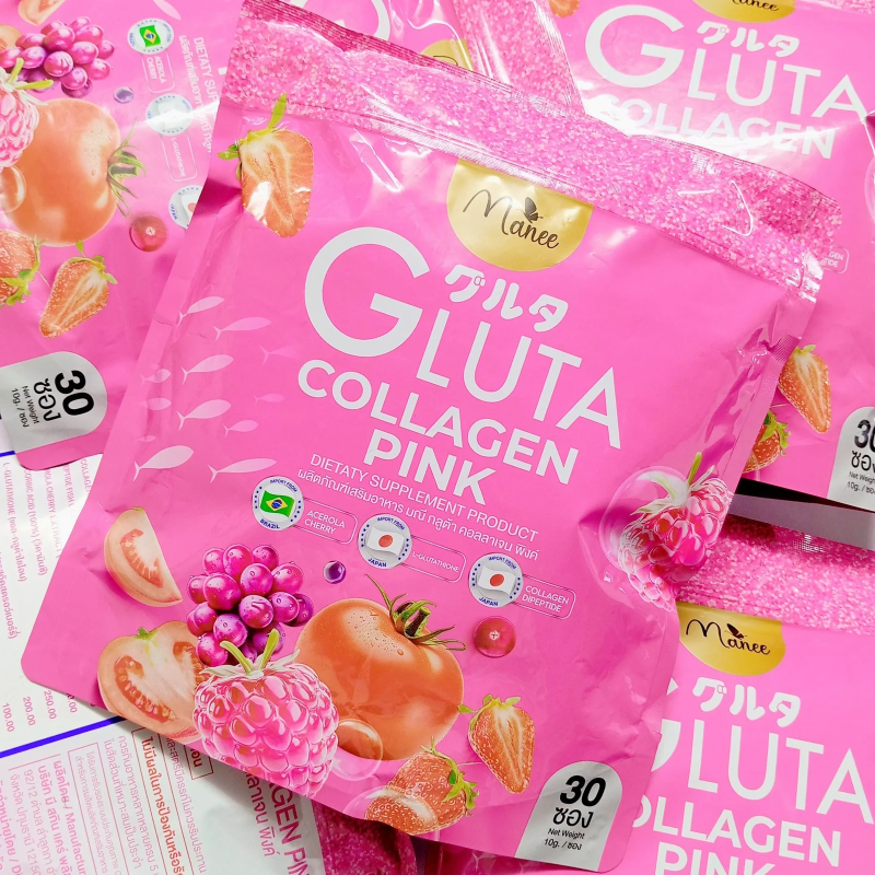 Manee Gluta Collagen Dietary Supplement Grape extract 30 Sachets (300g)