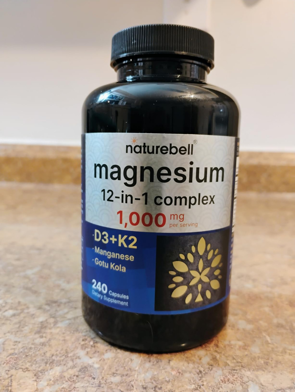 Naturebell Magnesium 12-in-1 Complex 1000mg D3+K2 (240 Capsules)