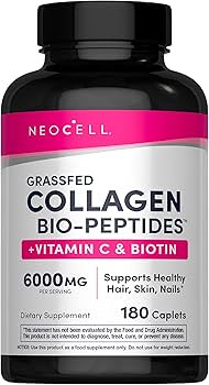 Neocell Grassfed Collagen Bio Peptides + Vitamin C & Biotin, 180 Tablets