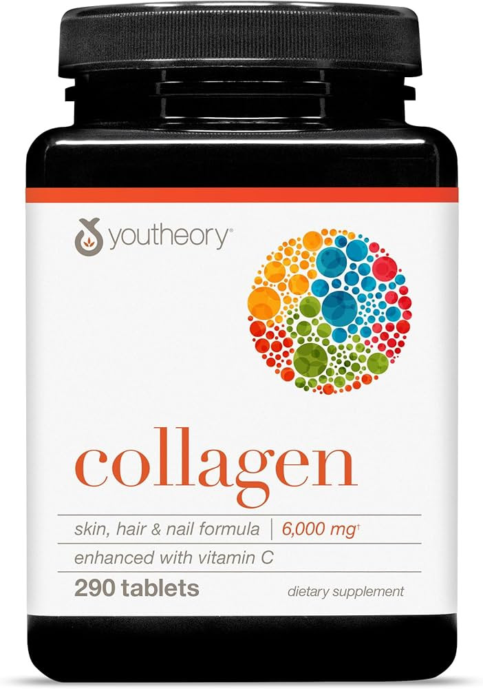 youtheory Collagen 6000 mg skin, hair & nail formula with vitamin C 290 tablets