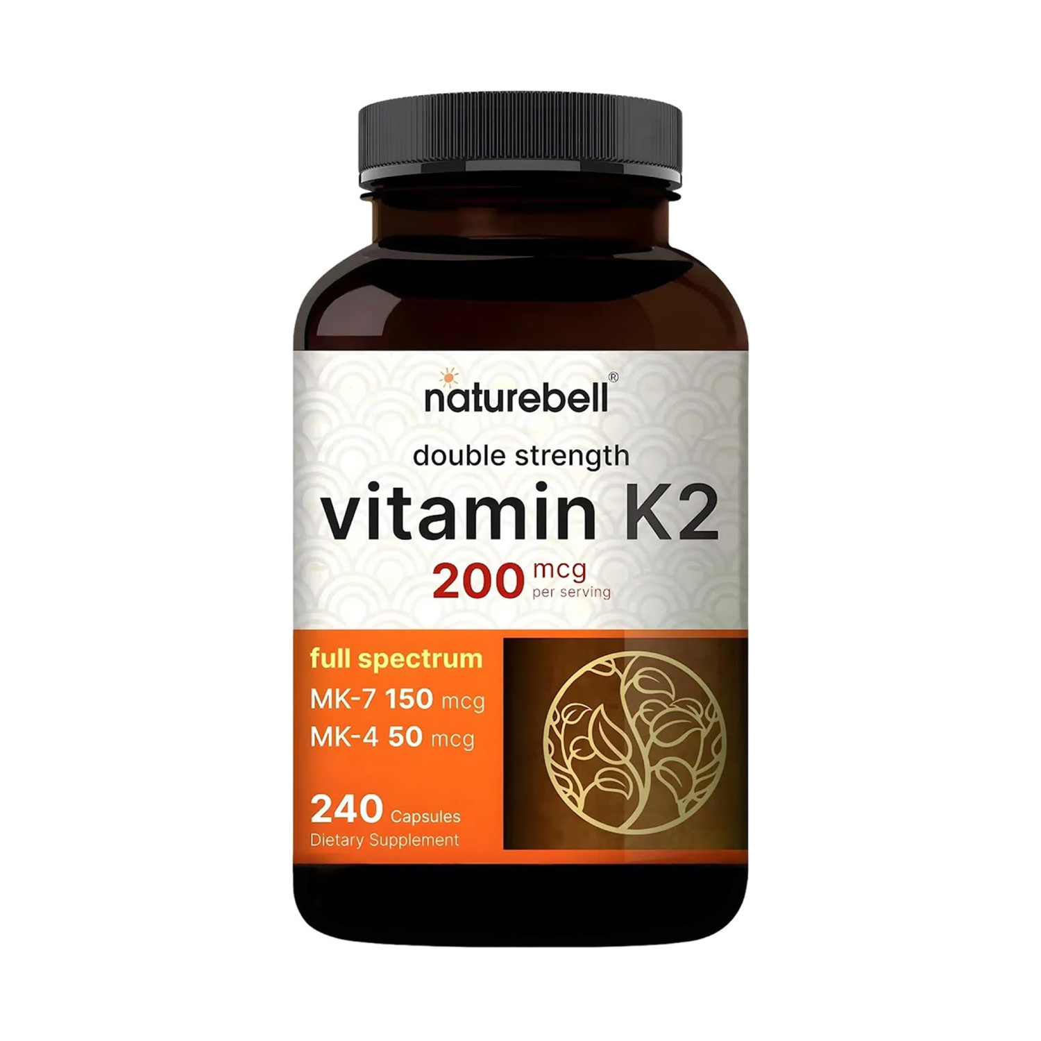 Naturebell Double Strength Vitamin K2 Dietary Supplement 200mcg 240 Capsules