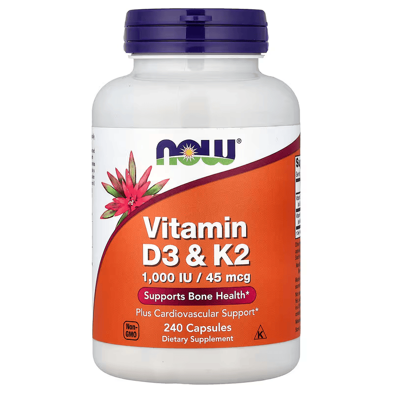 NOW Foods Vitamin D3 & K2 Dietary Supplement 240 Capsules