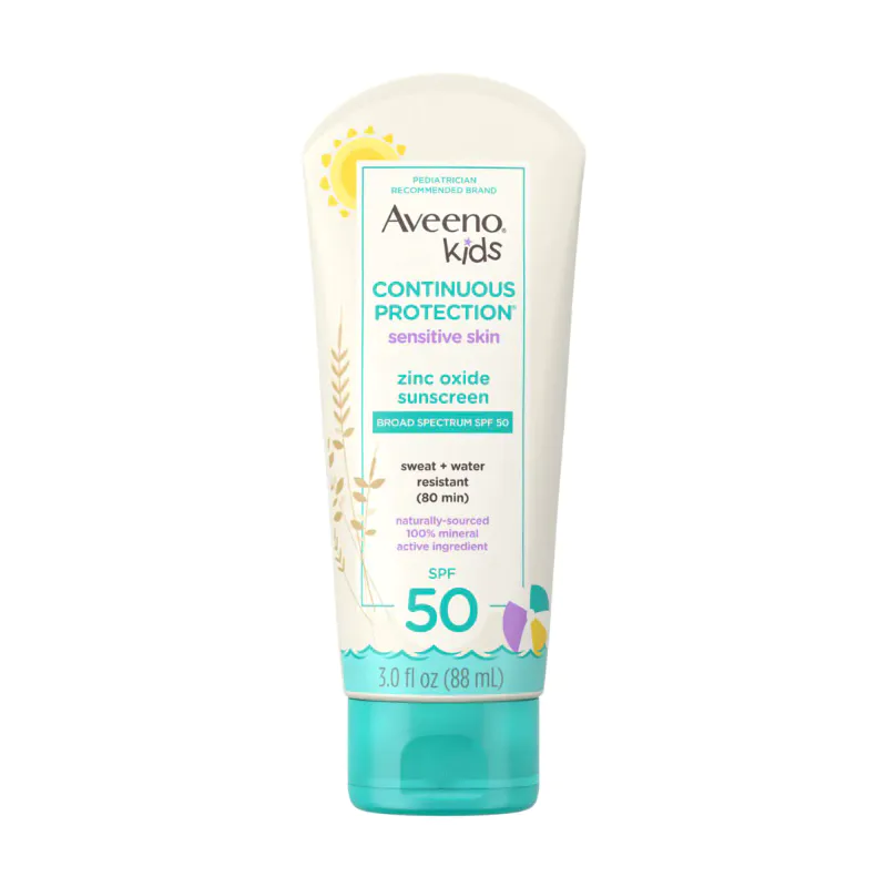 Aveeno Kids Continuous Protection Sensitive Skin Zinc oxide Sunscreen Broad Spectrum SPF 50 (88ml)