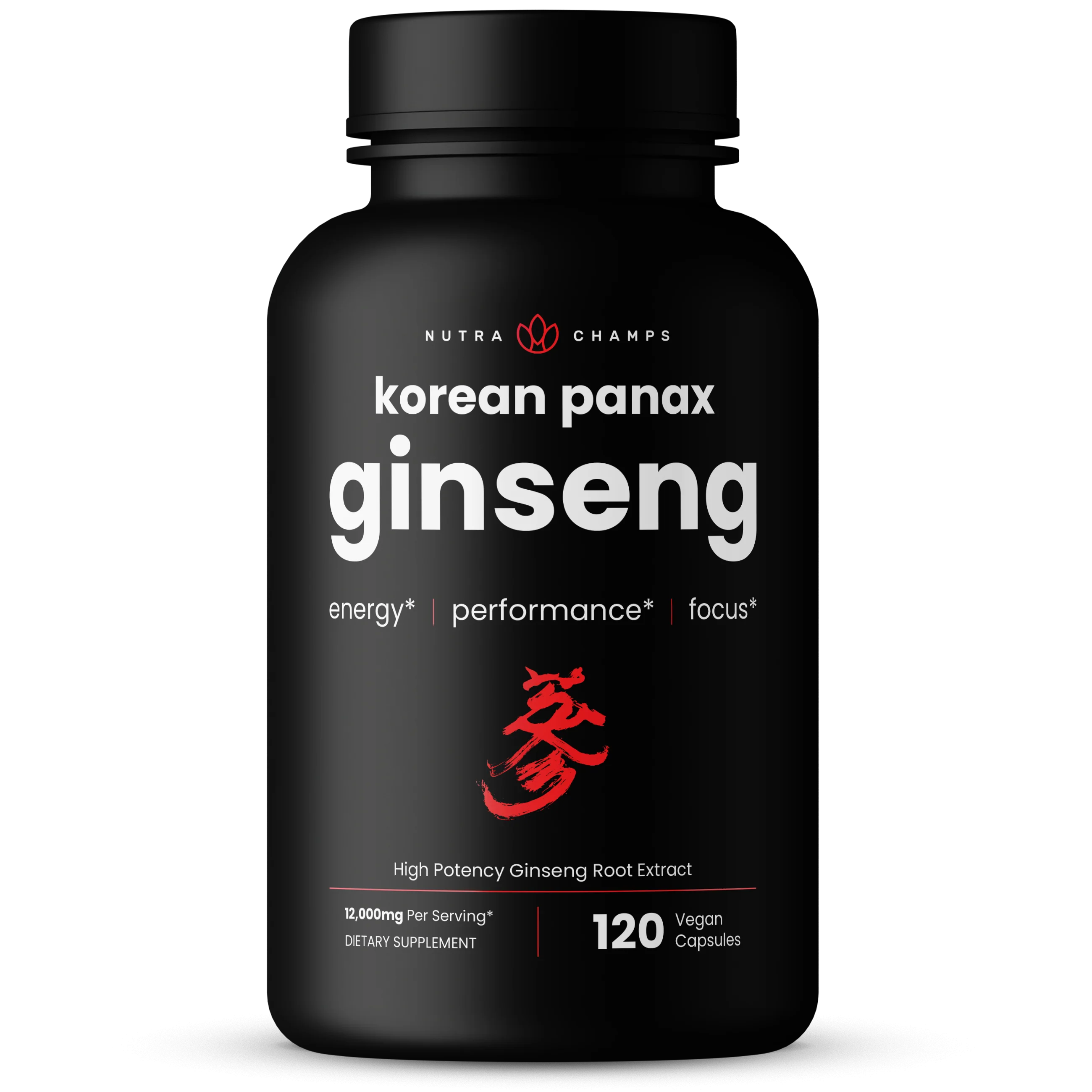 NutraChamps Korean Panax Ginseng - 12000 mg  (120 Vegan Capsules)
