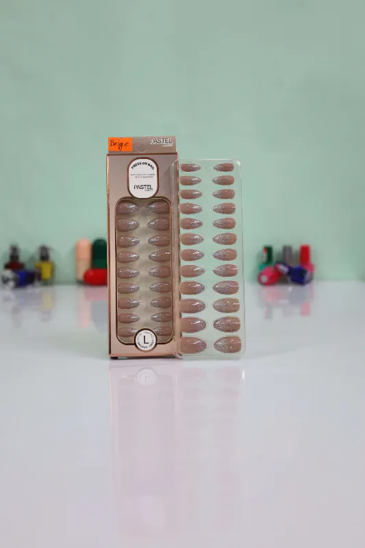Pastel Beauty False Nails Glittery Beige-24pcs