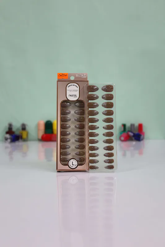 Pastel Beauty False Nails Glittery Coffee-24pcs