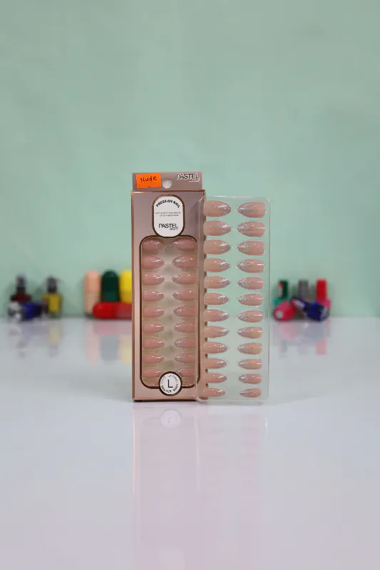 Pastel Beauty False Nails Glittery Nude-24pcs