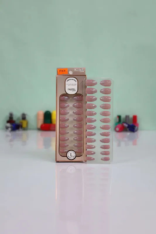 Pastel Beauty False Nails Glittery Pink-24pcs