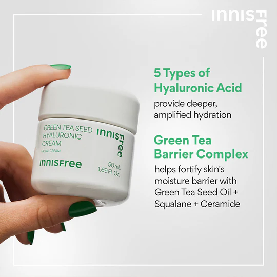 Innisfree Green Tea Seed Hyaluronic Cream Hydrate + Glow 50ml