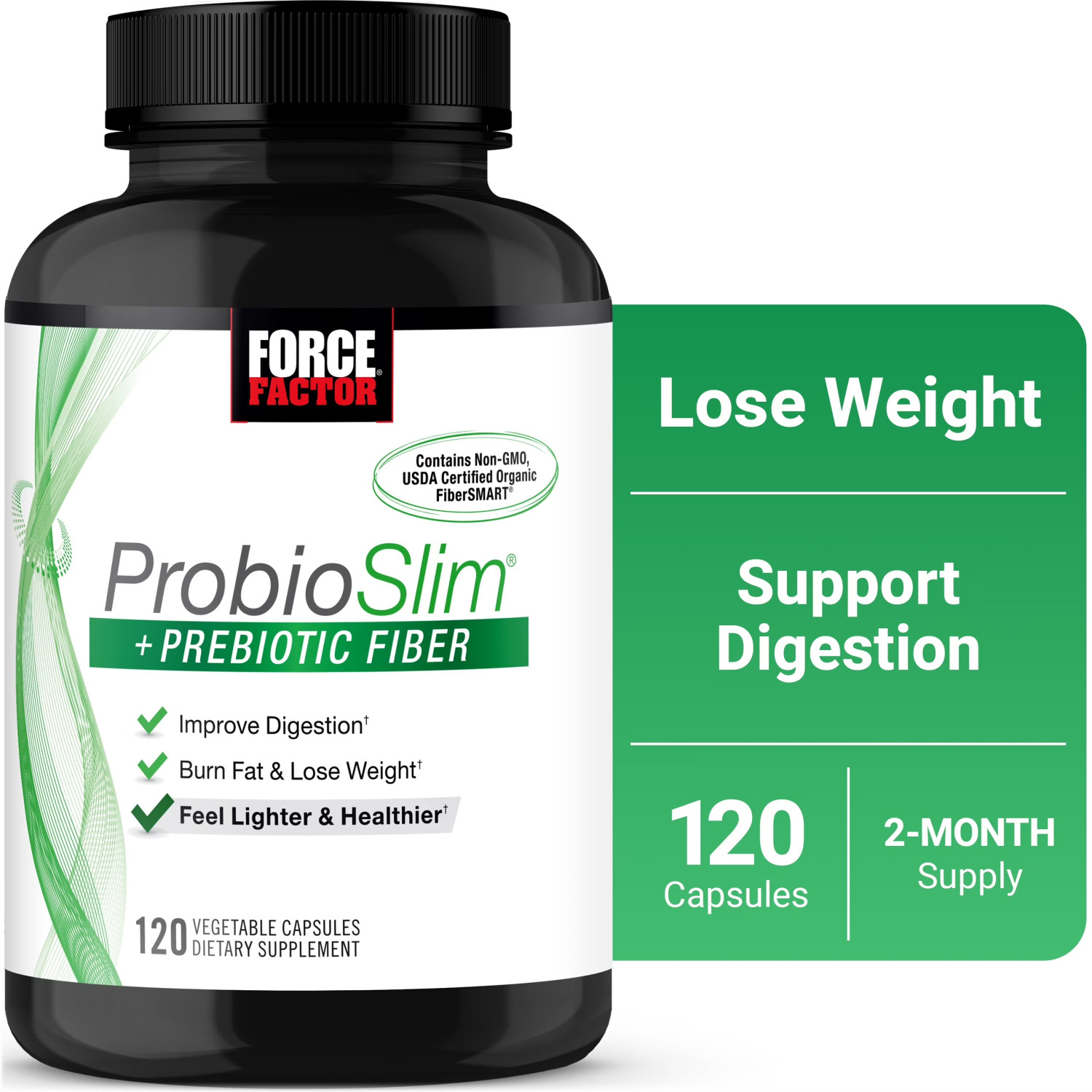 Force Factor ProbioSlim + Prebiotic Fiber Weight Loss Supplement 120 Capsules