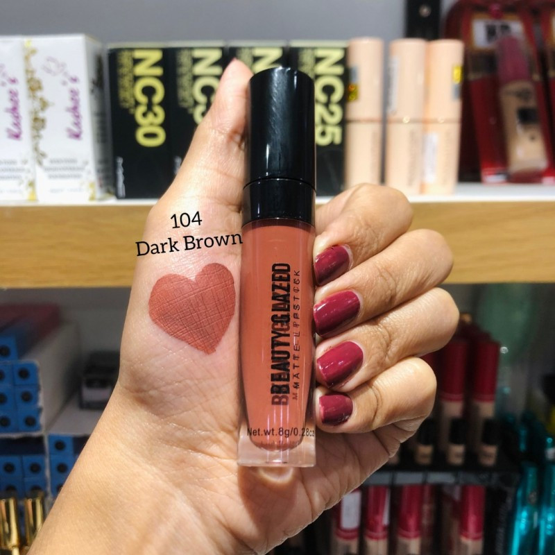 Beauty Glazed B163 Liquid Matte Lipstick 104 DARK BROWN