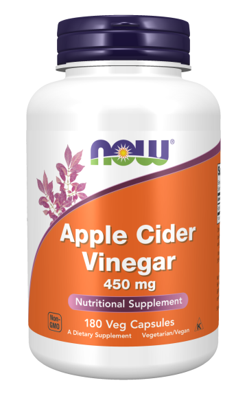 Now Apple Cider Vinegar 450mg Nutritional Supplement 180 Veg Capsules