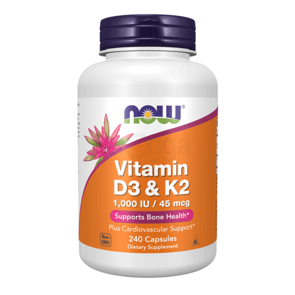 NOW Foods Vitamin D3 & K2 Dietary Supplement 240 Capsules