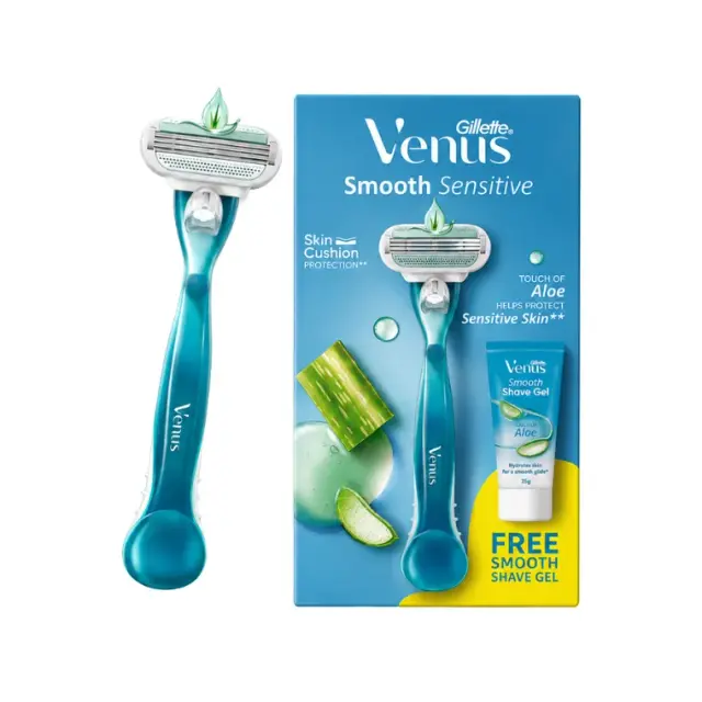 Gillette Venus Smooth Sensitive Razor for Women (Free Shave Gel)