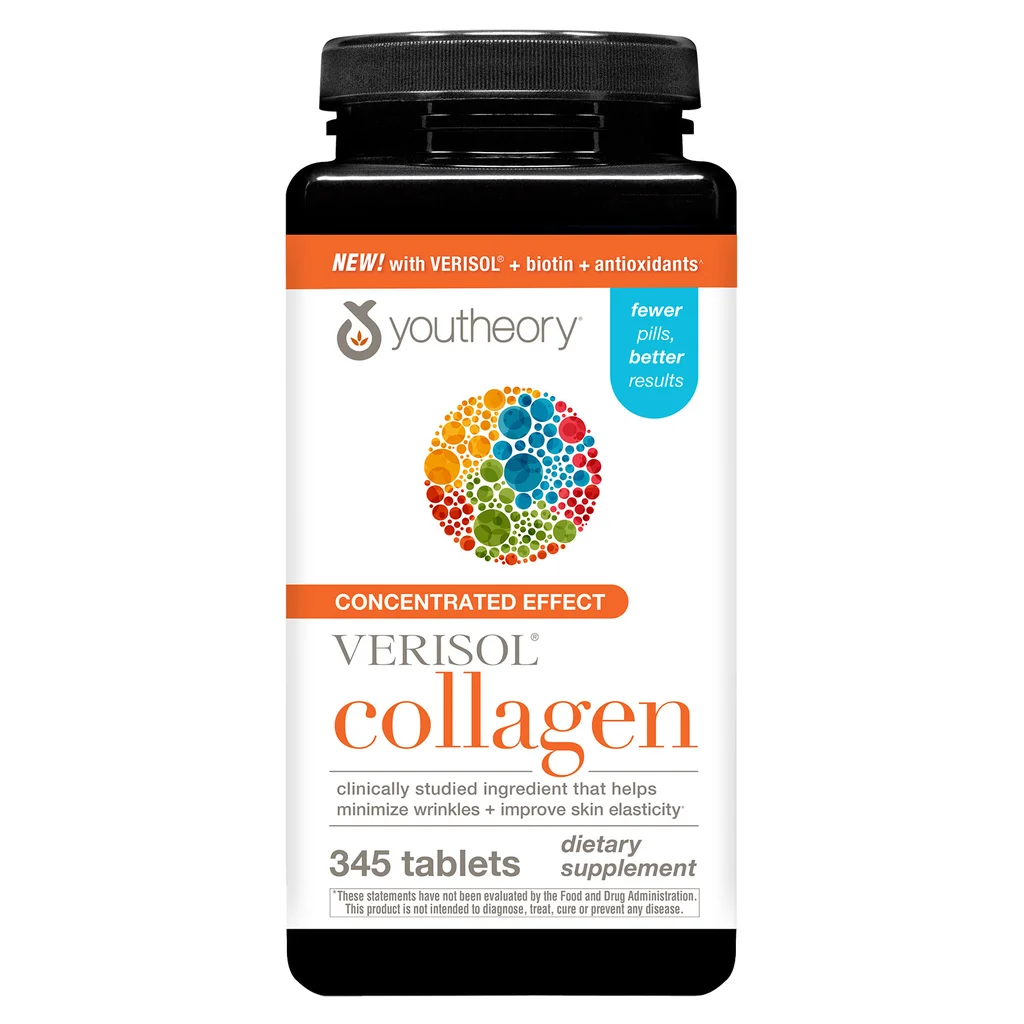 Youtheory Concentrated Effect Verisol Collagen with Biotin 345 Tablets