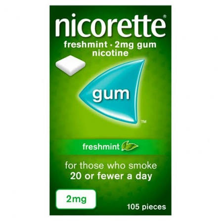 Nicorette Freshmint 2mg Nicotine Gum For Smokers & Vapers 105pcs