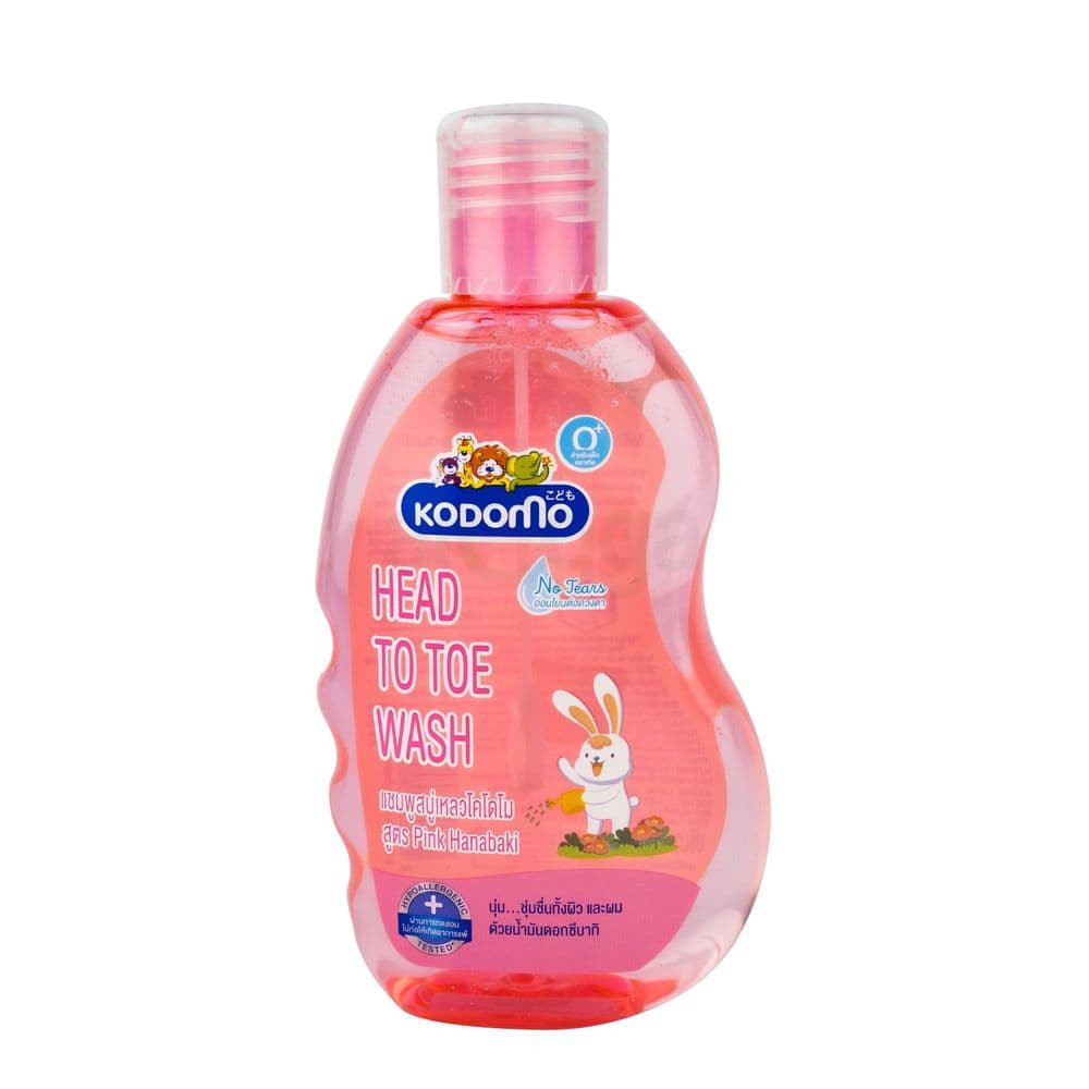Kodomo Organic Aloe Vera Head To Toe Baby Wash Pink Hanabaki 200ml