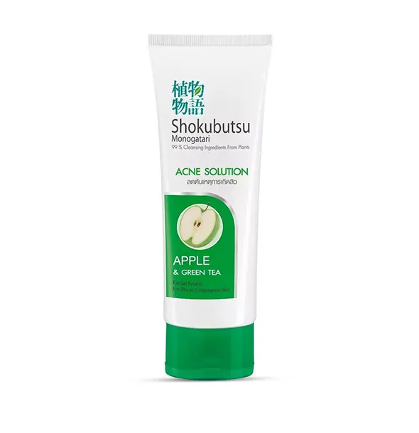 Shokubutsu Monogatari Acne Solution Facial Foam Apple & green Tea For Oily to Combination Skin 100ml